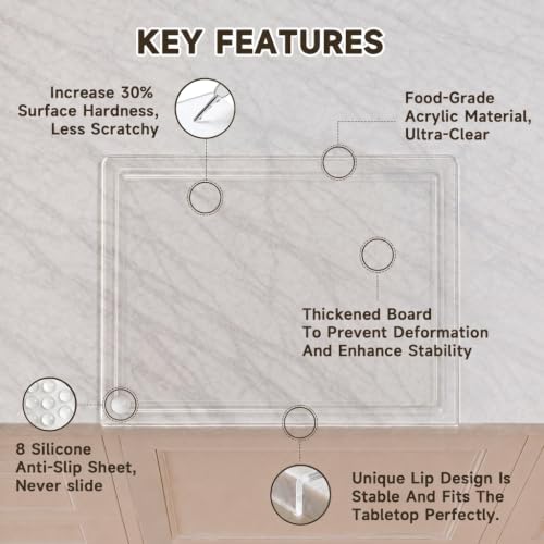 SWSKR Clear Acrylic Cutting Board with Juice Groove,1pcs Clear - 17''x13'' - image 4