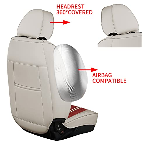 Image of GXT Deluxe Faux Leather Full Coverage Car Seat Cover Anti-Slip Universal Fits for Sedans SUV Pick-up Truck with Headrests,Interior Accessories(White and Red)