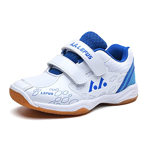 BLBK - BLBK Enfants Badminton Chaussures d'intérieur multi-usages Garçon/Fille Chaussures de sport, Blanc., 36 EU