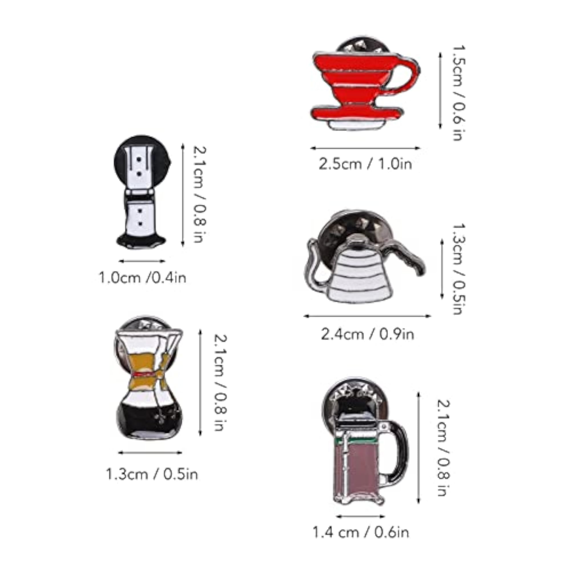 5pcs Novelty Alloy Brooch Pin Set for Bags & Clothing
