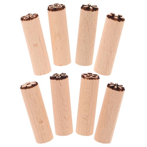 JOINPAYA Juego de 8 Sellos de Madera Redondos para Manualidades, Sellos de Artesanía para Arcilla y Cerámica, Patrones de Grabado para Bricolaje, Aptos para Repostería y Scrapbooking