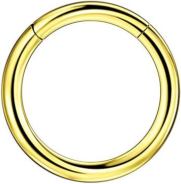 FANSING Surgical Steel Septum Rings for Men 12mm Septum Hoop 10g Septum Jewelry 10 Gauge Ear Lobe Piercing Rings for Womens and Mens Gold Piercing Jewelry