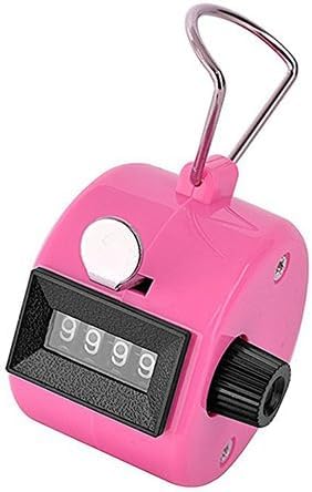 4-Digit Handheld Tally Counter Manual Mechanical Palm Clicker Counter Tracker (Pink)