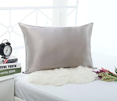 19mm Luxury Pure Mulberry Silk Pillowcase for Hair & Facial Beauty Queen/Standard Size 20x30Inch Shams with Hidden Zipper,1pc,19Momme (Silver Grey)