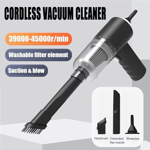 Image of GOPINATHECOM 3 in 1 Cordless Vacuum Cleaner with Air Blower and Duster | Rechargeable Handheld Vacuum for Car Home Keyboard Cleaning | Powerful Suction Lightweight Interior Cleaning Tool