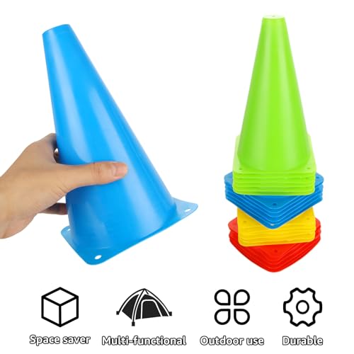 CYEER 24 Conos Entrenamiento Futbol, 23 x 13,5 cm, Coloridos pilones para niños al Aire Libre con Bolsa de Transporte, Conos de Entrenamiento para fútbol, Deportes, Juegos Activos - imagen 4