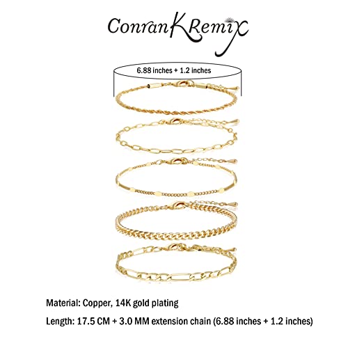 Conran Kremix 14K Real Gold Filled Bracelets For Women Stackable Dainty Link Gold Bracelet Set Trendy Jewelry #TOP1