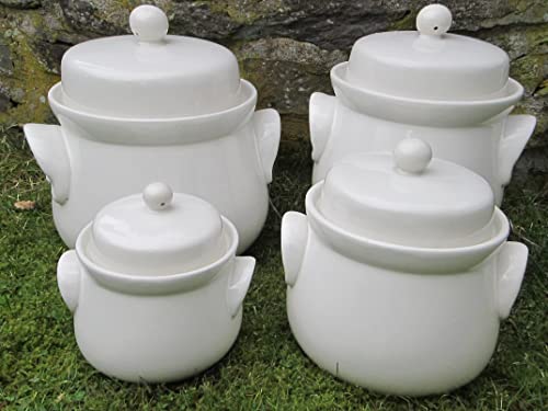 Foto von Nik.Schmitt & Sohn Mini-Gärtopf 1 Liter, Creme, Unbeschichtet, Steinzeug, 1 Liter, Deckel und Beschwerungssteinchen, Topf, Gärtopf