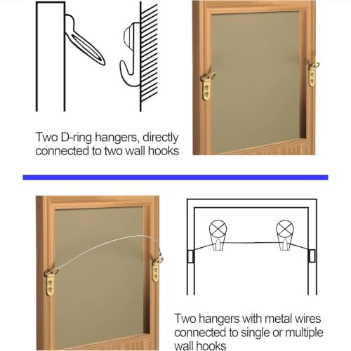 Image of Gold D-Ring Steel Picture Hangers, Heavy Duty Double Holes Paintings Hook