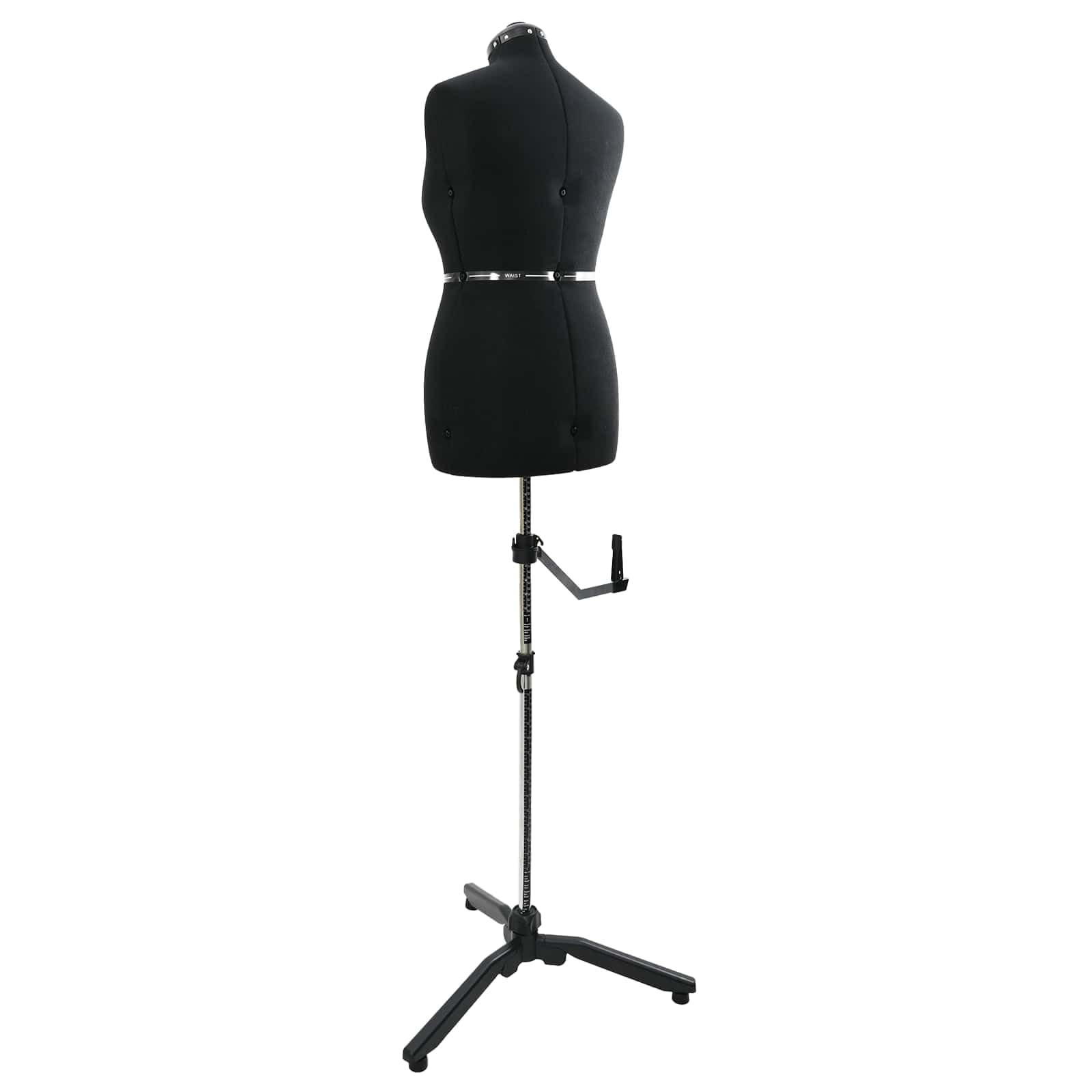 Maniquí de costura ajustable para mujer, terciopelo negro, altura ajustable con alfiletero y rotación de 360° para diseño y moda