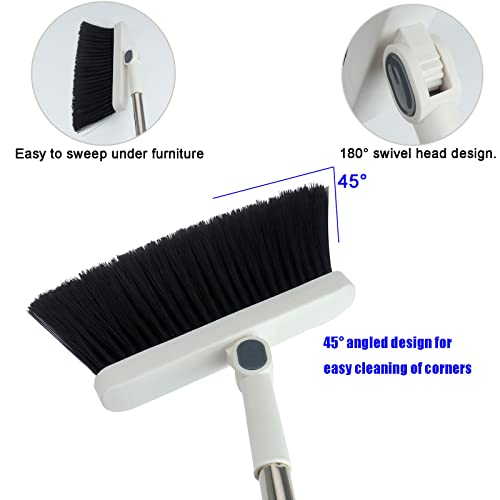 Roellgs Besen Kehrschaufel Set mit Kammzähnen Winddicht Vertikal Langstiel Besen Kit Kehrschaufel Set Haushalt Reinigung Sweep (Weiß) – Bild 6