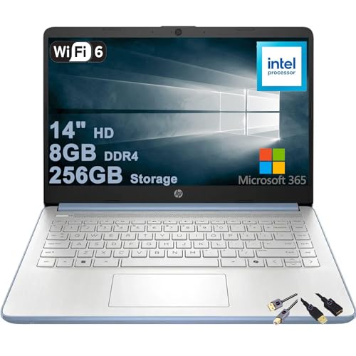 HP 14 軽量ビジネス&学生用ノートパソコン | 14インチ HD アンチグレア | Intel 4コア N150 | 8GB DDR4 256GB ストレージ (128GB UFS + 128GB SDカード) | 長持ちするバッテリー Office3