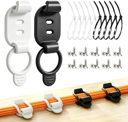 10 Sets Adjustable Cable Management Clips, Self Adhesive Cord Org...