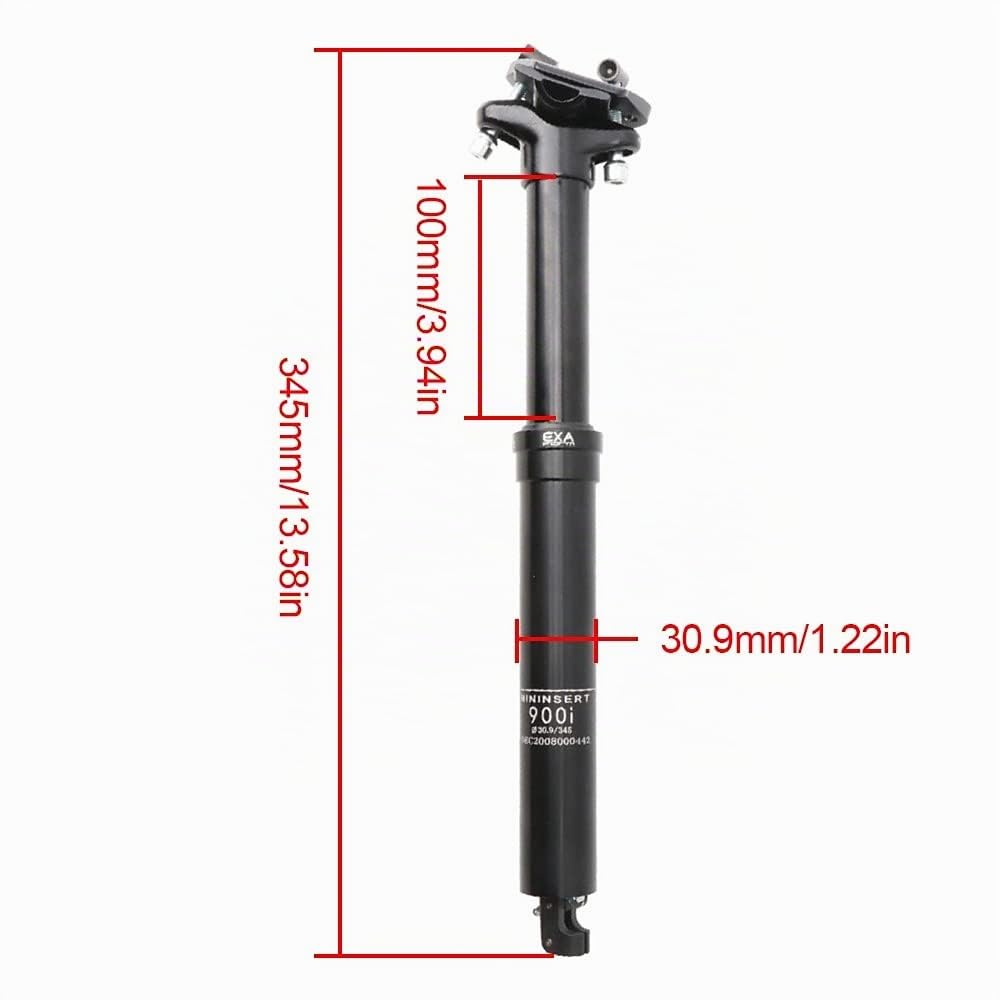 Fahrrad Dropper Sattelstütze, 30,9/31,6mm MTB Hydraulische Erwachsene Teleskopsattelstütze, Interne Zugführung Dropper Post für E-Bike/Rennrad, 100/125 mm Federweg, 395mm /345mm Längen Sport & Freizeit