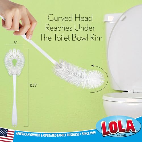 Image of LOLA Toilet Bowl Brush Curved Head, Coated Wire, Durable Poly Bristles 36Pk