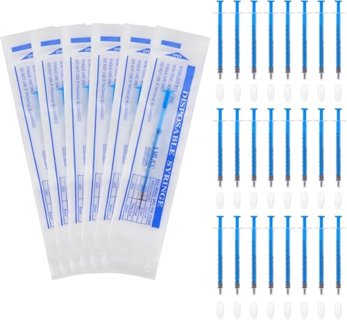 Image of 30 Pack 1ml Syringes for Liquid- Plastic Syringe without Needle, Individually Packaging Colostrum Collection Syringes for Scientific Labs, Colostrum Collector, Feeding Pets, Home Use