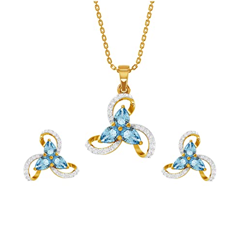 Image of CLARA 925 Sterling Silver Melba Pendant Earring Chain Jewellery Set | Gold Rhodium Plated, Swiss Zirconia | Gift for Women & Girls