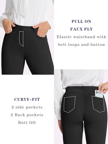 Tapata Women's 28''/30''/32''/34'' Stretchy Straight Dress Pants with Pockets Tall, Petite, Regular for Office Work Business4