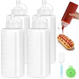 Sinofort 4 Piezas 1000ml Biberones Cocina, Aceitera Plastico Transparente con 1...