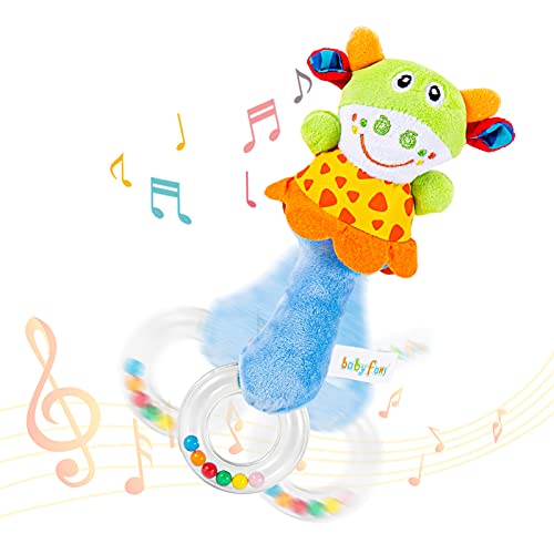 Baby Soft Rattles Toys,Infant Sensory Development Hand Grip Toys,Cute Stuffed Animal Handbells For Baby Gift（4 Pack） #TOP6