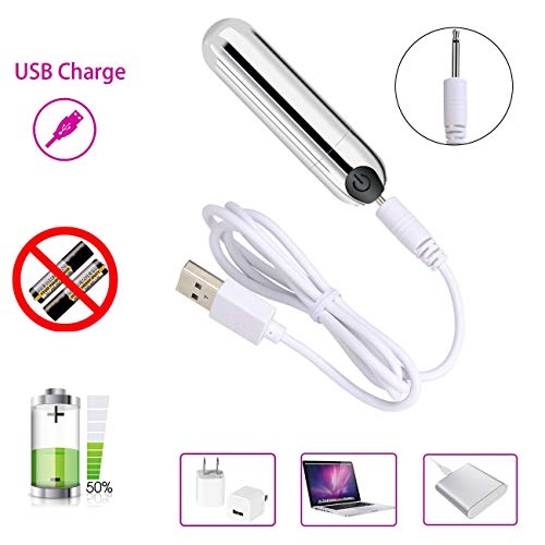 Vibrator Clitoris And G-Spot Nipple Stimulator Vibrate Massager Bullet Vibe Orgasm Vagina Dildo For Travel Usb Rechargeable Portable Waterproof Vibrating Wand Adult Sex Toy (Silver) #TOP4