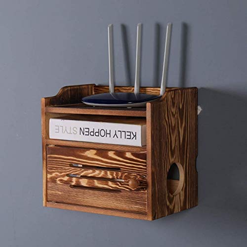 Schwimmendes Regal Aufbewahrungsbox aus Holz Regalhalterung/Halter/Ständer für WLAN-Router TV-Box Set-Top-Box Streaming-Gerät Spielekonsole