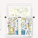 BaoNews Cortinas de café con instrumentos de escritura y suministros...