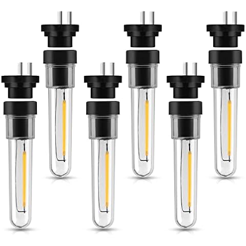 S14 Light Bulbs, DGO S14 Spare Led Light Bulb Plug in with Adapters, 1W LED Filament Replacement for Outdoor String Lights, 2700K Warm White, 6 Pack [Updated Version] Cover