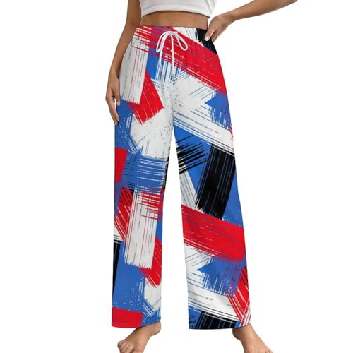 Carreaux rouges et bleus pantalon de pyjama femme bas de pyjama nuit S