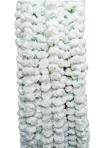Image of Artificial Marigold Flowers | Genda Phool for Decoration | Genda Phool Mala | Marigold Garland (5 Pieces) (White)