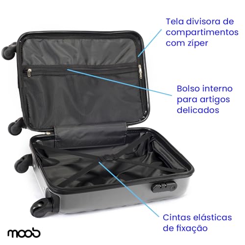 Kit 2 Malas de Viagem de Bordo Carry On Cinza Fibra Abs 20