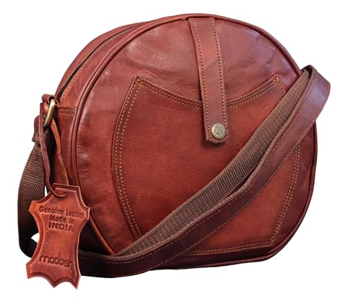Madosh, Semi-Circle Shape Crossbody Purse Soft Leather Round Crossover Bag Women Shoulder Slingbag