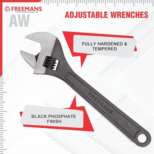 Image of FREEMANS Combo Pack of 2 Plumbing Open End Tool Kits Set for DIY Home & Professional Use Included Components 12-Inch Adjustable Wrench and 14-Inch Pipe Wrench