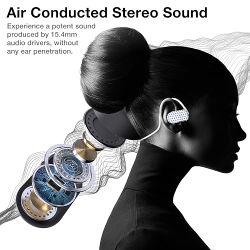 Image of Purity Air Open Ear Headphones - True Air Conduction Wireless Bluetooth Open Ear Earbuds with Dual Mic for iPhone /Android - Secured Long Wearing Comfort, Sports Sweat Resistant (Blue Dots)
