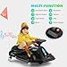 360 Degrees Rotating Ride On Drift Car, 24V Electric Drifting Go Kart for Kids W/Replacement Wheels, High/Low Speed, 24V Brushless Motor, Flashing Lights, Flag, Music,Bluetooth, Black