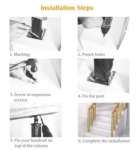 Soporte de pasamanos ajustable para escaleras con conector de espiga 4