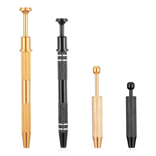 HJZHII 4PCS Piercing Ball Grabber Tool Set, Stainless Steel Diamond Claw 4Claw Pick up Tool Gem Tweezers 4 Prongs Holder Jewelry Grabber for Tiny Objects Ic Chip Electronic Component Nail Bolt Diamond