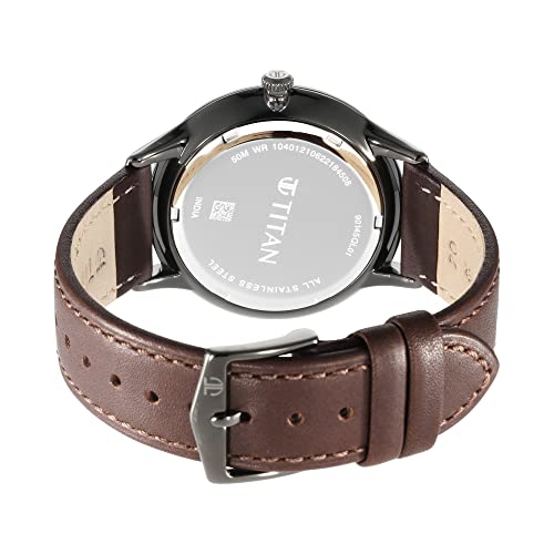 Titan Green Dial World Time with Date Leather Strap Analog Watch for Men-NS90145QL01 - Image 4