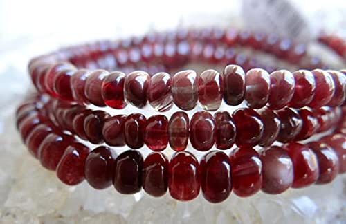 LKBEADS Rare Hard to Find Chatoyant Matte Red Labradorite Colombian Andesine | Smooth Rondelles | 3.5-6mm | Sold in Sets of 10 & 16 Rondelles