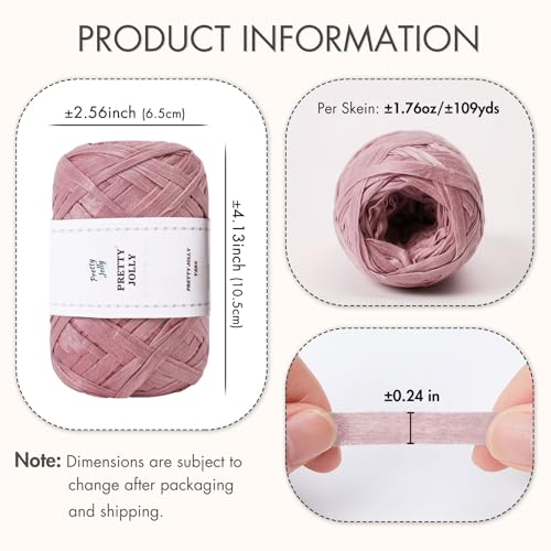 Pretty Jolly 3×100m/50g Pink Soft Tape Yarn for Knitting, Crocheting, DIY Crafts and Gift Wrapping
