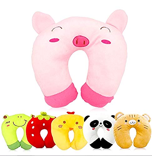 Lovelegis Cuscino auto - Bambini - supporto collo - poggiatesta morbido - viaggi - aereo - bus - auto - treno - domestico - modello maialino pig rosa - Idea regalo per natale e compleanno