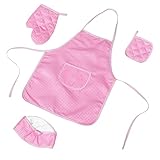 KOMBIUDA 1 Satz Küchenschürze Für Kinderquaste Spezielle Palette Kinderkleidung Schürzen Für Mädchen Anhänger Quaste Quasten Hut Quasten Wimpernpflanztablett Mikrohüte Polyester Rosa
