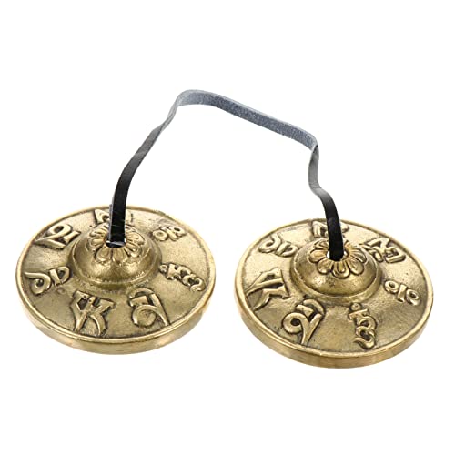 CATIEBYE 1Pair Cymbals Bell Meditation Accessory for Yoga Practices Musical Performance Props with Tone Sturdy Connection Present for Mindfulness
