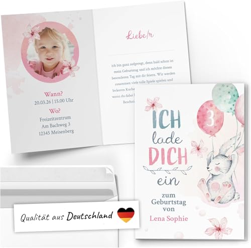 10 Einladungskarten Kindergeburtstag PERSONALISIERT mit Text und Foto |...