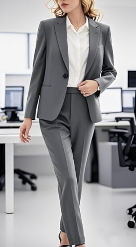 Business Pant Suits for Women Peak Lapel Professional Work Suits Dressy Formal Blazer Set2