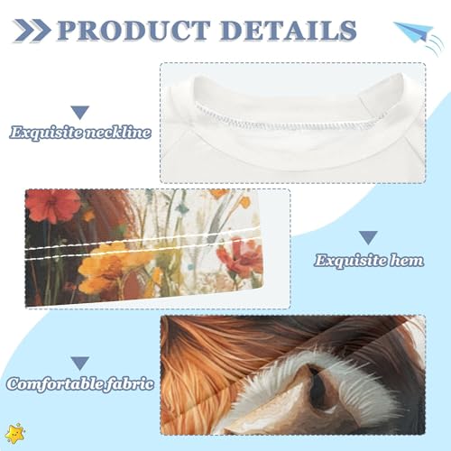 Scottish Highland Cow with Floral Crown Bathing Suit Girls UV Protection Workout Shirts Swimwear Beach Tops 3T3