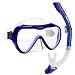 2019 Snorkel Set for Women and Men, Anti Fog Tempered Glass Snorkel Mask for Snorkeling, Swimming and Scuba Diving, Anti Leak Dry Top Snorkeling Gear Panoramic Silicone Goggle No Leak Blue