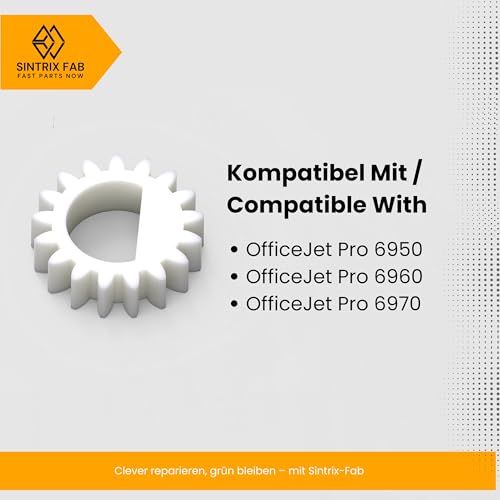 Sintrix Fab – 2X Papierzufuhr Zahnrad Ritzel passend für HP OfficeJet Pro 6950/6960 / 6970 – Kompatibles Ersatzteil für Druckergetriebe