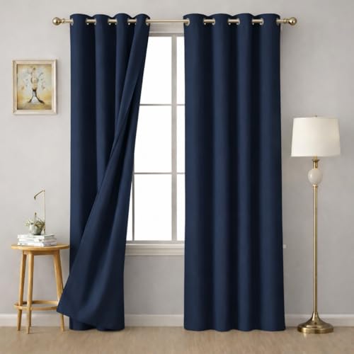 Image of STITCHNEST 'Solis Series' Premium Satin Room Darkening Curtains 7 Feet Long Set of 1 | Door Curtain 7 x 4 Feet | Blocks 70-80% Light | Ideal for Bedroom, Living Room & Home Decor