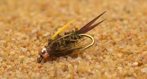 6 Ct - Amber Prince Nymph Fishing Flies Tied on Mustad Heritage Fly Hooks (6ct Assortment)